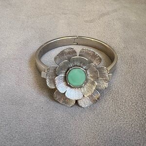 Lia Sophia. Lily Pad Bracelet. Sliver & green.